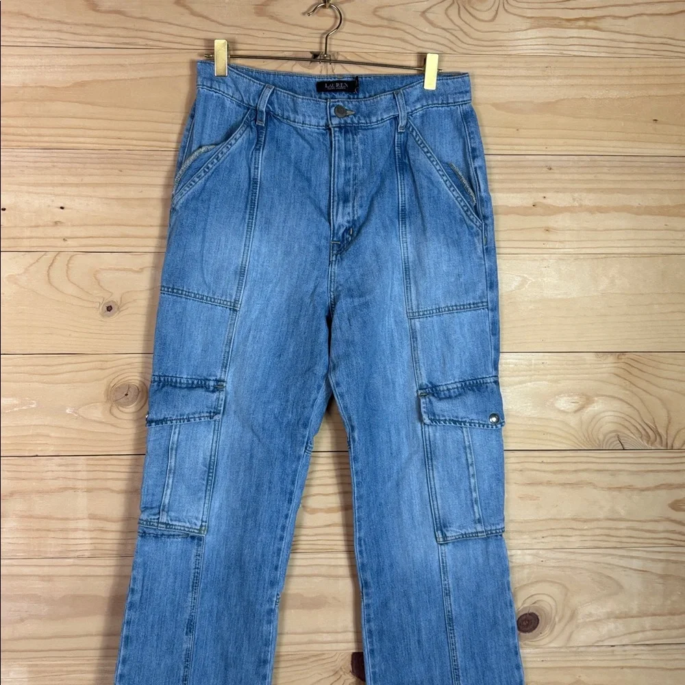 Lauren by Ralph Lauren cargo‎ style blue jeans size 10